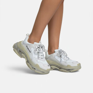 Balenciaga Triple S White Sneakers Clear Chunky Lug Sole Women’s Size US 7